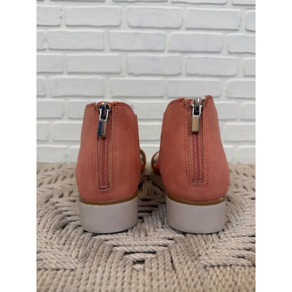 LifeStride Giselle Platform Wedge Sandals Coral Size 8.5